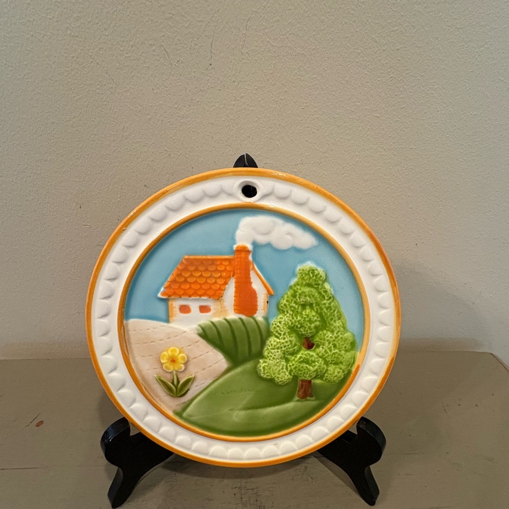 VTG Ceramic Wall Plaque From Japan Featuring A House Design